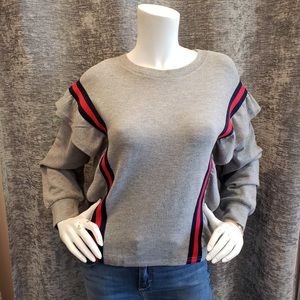 Heather Grey Ruffle Sleeve Sweatshirt